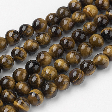 Natural Yellow Tiger Eye Bead Strands G-G735-65-8mm-AB+-1