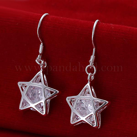 Laiton étoile de haute qualité zircone cubique pendentif boucles d'oreilles EJEW-BB11775-1