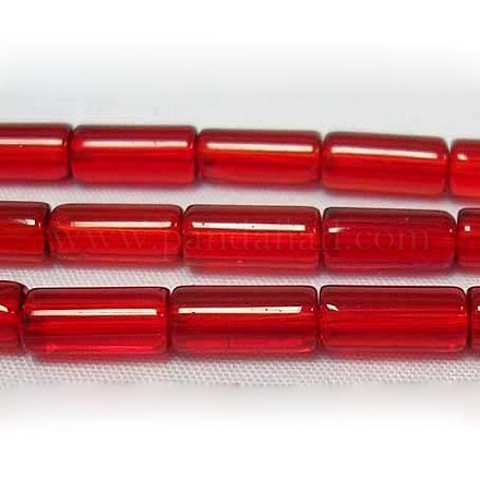 Rouge transparent tube de verre perles brins X-GST11-1