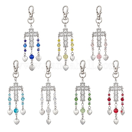 7 шт. подвеска в виде креста и сердца из сплава HJEW-JM02536-1