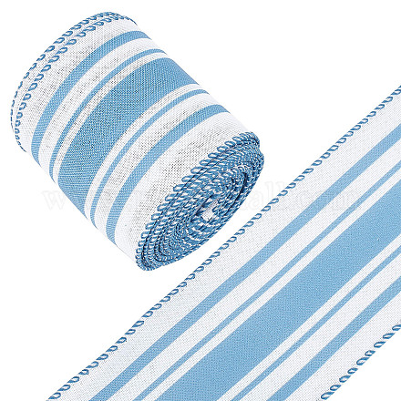 Gorgecraft 12 ярд сине-белая полосатая лента проводная лента 2-1/2-дюймовая синяя лента из мешковины цвета слоновой кости с полосой по краю синяя проводная рождественская лента для венков OCOR-WH0079-16B-1