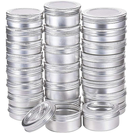 丸いアルミ缶  アルミジャー  化粧品の貯蔵容器  ろうそく  キャンディー  ねじ蓋付き  プラチナ  7~8.6x2.4~3.5cm  容量：60~100ミリリットル  24個/箱 CON-BC0004-99P-1