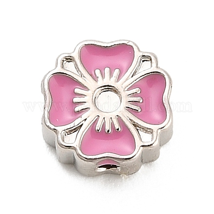 Оправы для цветочных бусин из латуни с эмалью и стразами KK-H527-01P-03-1