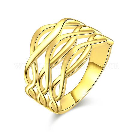 Veri anelli incrociati da donna in ottone cavo placcato oro 18k RJEW-BB08105-7A-1