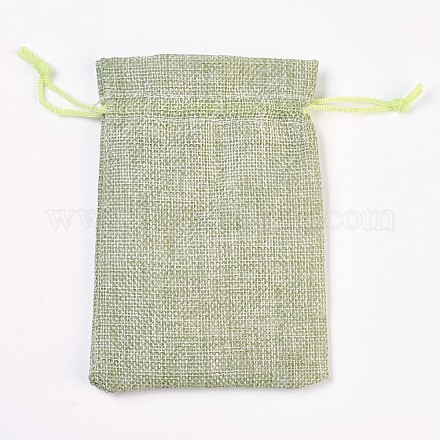 ポリエステル模造黄麻布包装袋  巾着袋  ダークシーグリーン  14x10cm ABAG-WH0008-01-1