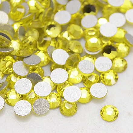 フラットバックガラスラインストーン  グレードA  バックメッキ  多面カット  半円  黄水晶  7.1~7.3mm  約288個/袋 RGLA-C002-SS34-249-1