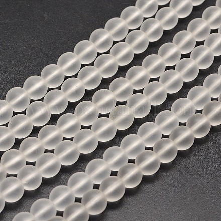 Frosted Synthetic Quartz Round Bead Strands PIEG-J002-07-8mm-1