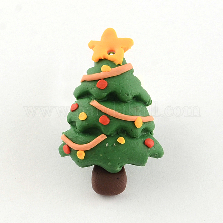 Handmade Christmas Tree Polymer Clay Pendants CLAY-R060-24-1
