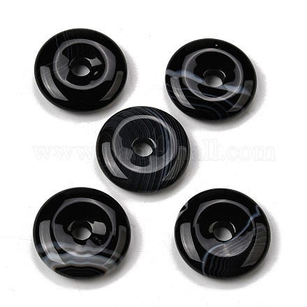 Подвески из натурального черного полосатого агата (окрашенного и подвергнутого термической обработке).&nbsp;G-F820-13A-04-1