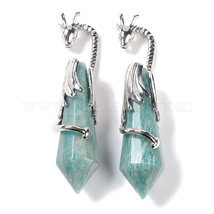 Большие подвески с ограненными заостренными пулями из натурального амазонита G-L524-19P-07-1