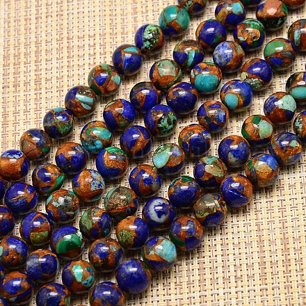 Synthetic Lapis Lazuli Round Bead Strands G-N0048-14mm-10-1