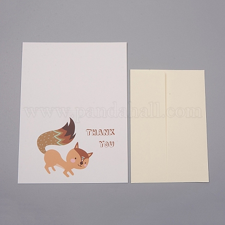 Ensembles de cartes de remerciement à motif enveloppe et renard DIY-WH0161-22B-1