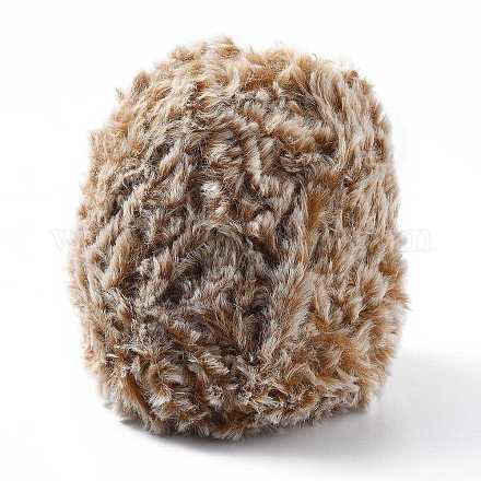 ポリエステルとナイロンの糸  模造ファーミンクウール  ソフトコート編み用  砂茶色  20x0.5mm YCOR-H002-02-1