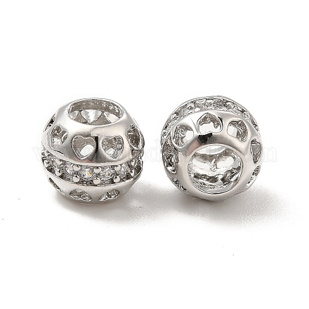 Hohle Mikropavé-Perlen aus klarem Kubikzirkonia aus Messing im europäischen Stil KK-E068-VB485-1