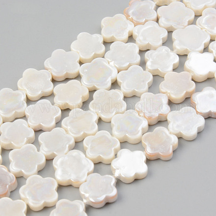 Elektroplatte natürliche Süßwasserschale Perlen Stränge SHEL-T017-08-1