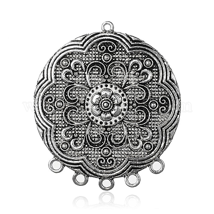 Flat Round Tibetan Style Alloy Chandelier Components Links PALLOY-F073-01AS-1