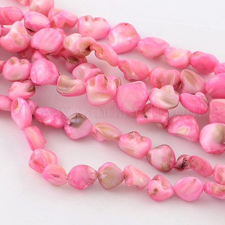 Dyed Natural Freshwater Shell Nuggets Bead Strands X-SHEL-Q004-04-1