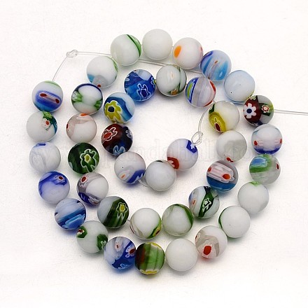 Round Handmade Millefiori Lampwork Beads Strands LAMP-O011-01-1