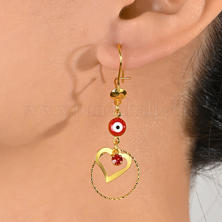 Модные латунные серьги-кольца в форме сердца с кисточками от сглаза VN7480-1
