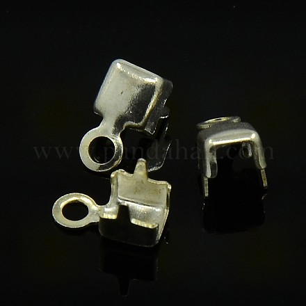 真鍮カップチェーンエンド  ラインストーンカップチェーンコネクター  銀  7x3.5mm  穴：1.4mm  内径約3.3mm X-EC288-2S-1