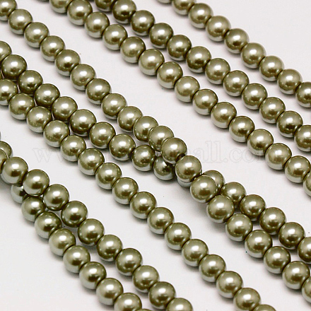 Brins de perles rondes en verre teinté écologique HY-A002-10mm-RB022A-1