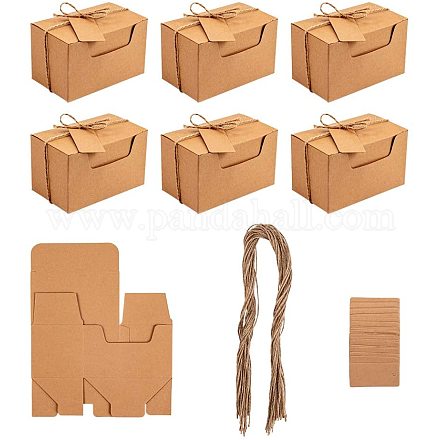 Nbeads 30 pack coffrets cadeaux kraft boîtes en papier d'emballage cadeau avec corde de chanvre et étiquettes pour la décoration de mariage CON-NB0001-04-1