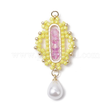 Стеклянные цилиндрические ромбовидные подвески из бисера PALLOY-MZ00651-01-1