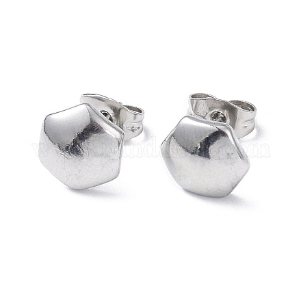 304 boucles d'oreilles clous hexagones en acier inoxydable pour femme EJEW-I285-04A-P-1