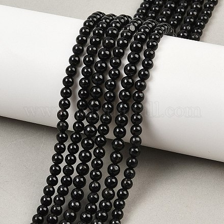 Натуральный черный турмалин бисер нитей G-G763-01-4mm-AB-1
