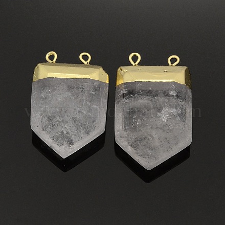 Gemstone Point Pendants with Golden Tone Brass Findings X-G-P053-G32F-1