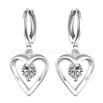 Perfetto disegno del cuore di ottone zirconi orecchini pendenti EJEW-BB06458-1