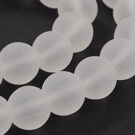 Frosted Glass Round Bead Strands GLAA-J079-01-10mm-1