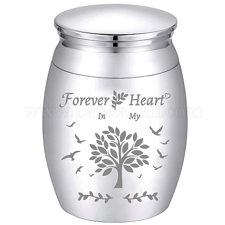 CREATCABIN Tree of Life Mini Urn Small Keepsake Cremation Urns Ashes Holder Miniature Burial Funeral Paw Container Jar Engraving Stainless Steel for Human Ashes Pet Dog Cat 1.57 x 1.18 Inch(Silver) AJEW-CN0001-69I-1
