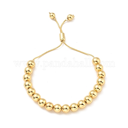 Gestellplattiertes rundes Perlen-Schieberarmband aus Messing für Frauen BJEW-B066-01A-02-1