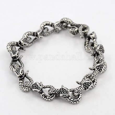 Bijoux rétro à la mode 304 bracelets de serpent d'acier inoxydable pour les hommes BJEW-L045-26-1