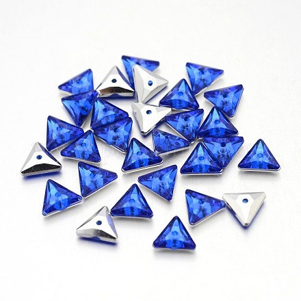 Back Plated Faceted Triangle Taiwan Acrylic Rhinestone Beads ACRT-M03-7-03-1