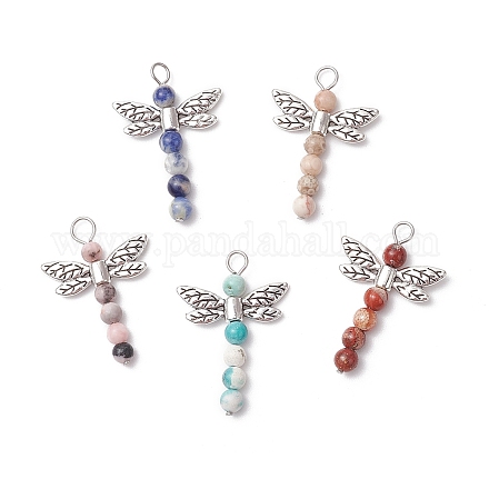 5 шт. подвески в виде стрекозы в двух стилях из натурального содалита PALLOY-JF03857-1