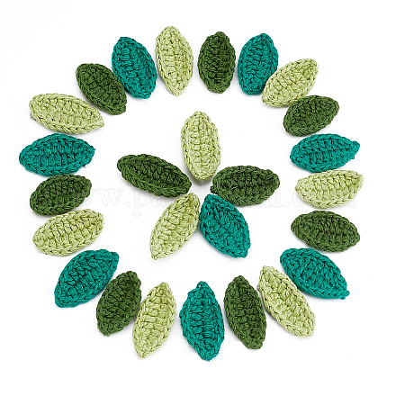 FINGERINSPIRE 30pcs Handmade Crocheted Leaves in 3 color Crochet Green Leaf Handmade Crocheted Flowers Leaves Small Leaf Applique for Decorative Cardmaking Scrapbook Craft DIY-FG0002-97-1