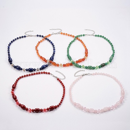 Perline di vetro e collane di perline naturali e sintetiche NJEW-K100-07-1