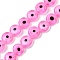 Handmade Evil Eye Lampwork Beads Strands, Flat Round, Hot Pink, 6x2.5mm, Hole: 0.6mm, about 63~65pcs/strand, 13.78~14.92''(35~37.9cm)
