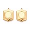 304 Stainless Steel Pendant Cabochon Settings, Ion Plating(IP), Hexagon, Real 18K Gold Plated, Tray: 10x8mm, 22.5x16x2.5mm, Hole: 1.4mm