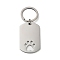 304 Stainless Steel Keychains, with Rings, Rectangle with Paw Print, Stainless Steel Color, 71mm