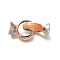 Brass Enamel Fold Over Clasps, Cadmium Free & Lead Free, Long-Lasting Plated, Rack Plating, Fish, Dark Orange, 35.5mm
