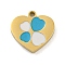316 Surgical Stainless Steel Enamel Charms, Heart Charm, Golden, Deep Sky Blue, 10x10x1.5mm, Hole: 1mm