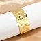 304 Stainless Steel Cuff Bangles for Women, Ion Plating(IP), Texture, Real 18K Gold Plated, Inner Diameter: 2x2-1/2 inch(5.1x6.2cm)