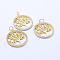 Brass Micro Pave Cubic Zirconia Pendants, Flat Round with Tree of Life, Lead Free & Nickel Free & Cadmium Free, Golden, 22x19.5x2mm, Hole: 3mm