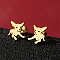 Stainless Steel Stud Earrings, Dog Shape, Golden, 10x9mm