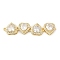 Brass Micro Pave Clear Cubic Zirconia Connector Charms, 4-Heart, Cadmium Free & Lead Free, Long-Lasting Plated, Rack Plating, Real 18K Gold Plated, 44.5x10x6mm, Hole: 1.2mm