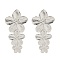 304 Stainless Steel Flower Stud Earrings for Women, Stainless Steel Color, 43.5x22.5mm