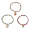 3Pcs Christmas Glass Seed Beads & Glass Beads Multi-layered Bracelets, Alloy Enamel Charm Bracelets for Women, Christmas Wreath with Bowknot/Christmas Bell/Snowflake, Mixed Color, Inner Diameter: 2-1/4~2-1/2 inch(5.85~6.3cm)